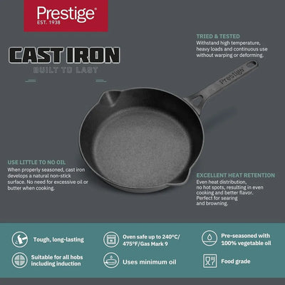 PRESTIGE PR48888 CAST IRON FRYPAN, 20 cm DIAMETER