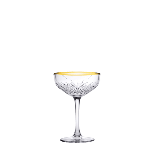 كأس شمبانيا باساباتشي تايملس كوبيه بحافة ذهبية رقم 440236، سعة 25.5 سنتيلتر، علبة من 4 قطع