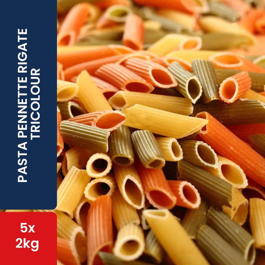 Portofino UAE Pasta Pennette Rigate Tricolour 5 x 2 Kg - HorecaStore