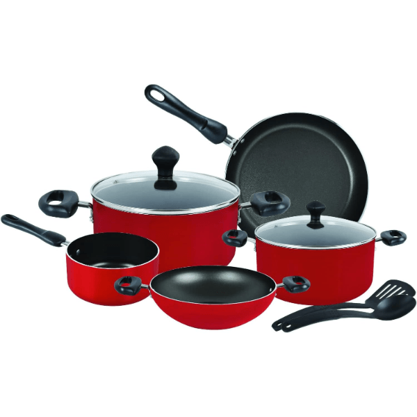 Prestige PR21569 9Pcs Aluminum Non-stick Cookware Set Induction Red