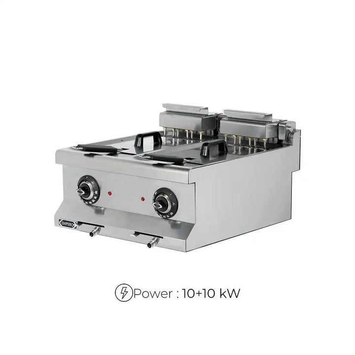 Empero EMP.6FE020 Electrical Fryer, Capacity 10+10 Liters, Electric Input 14.40 kW, 40 x 63.5 x 28.5 cm - HorecaStore