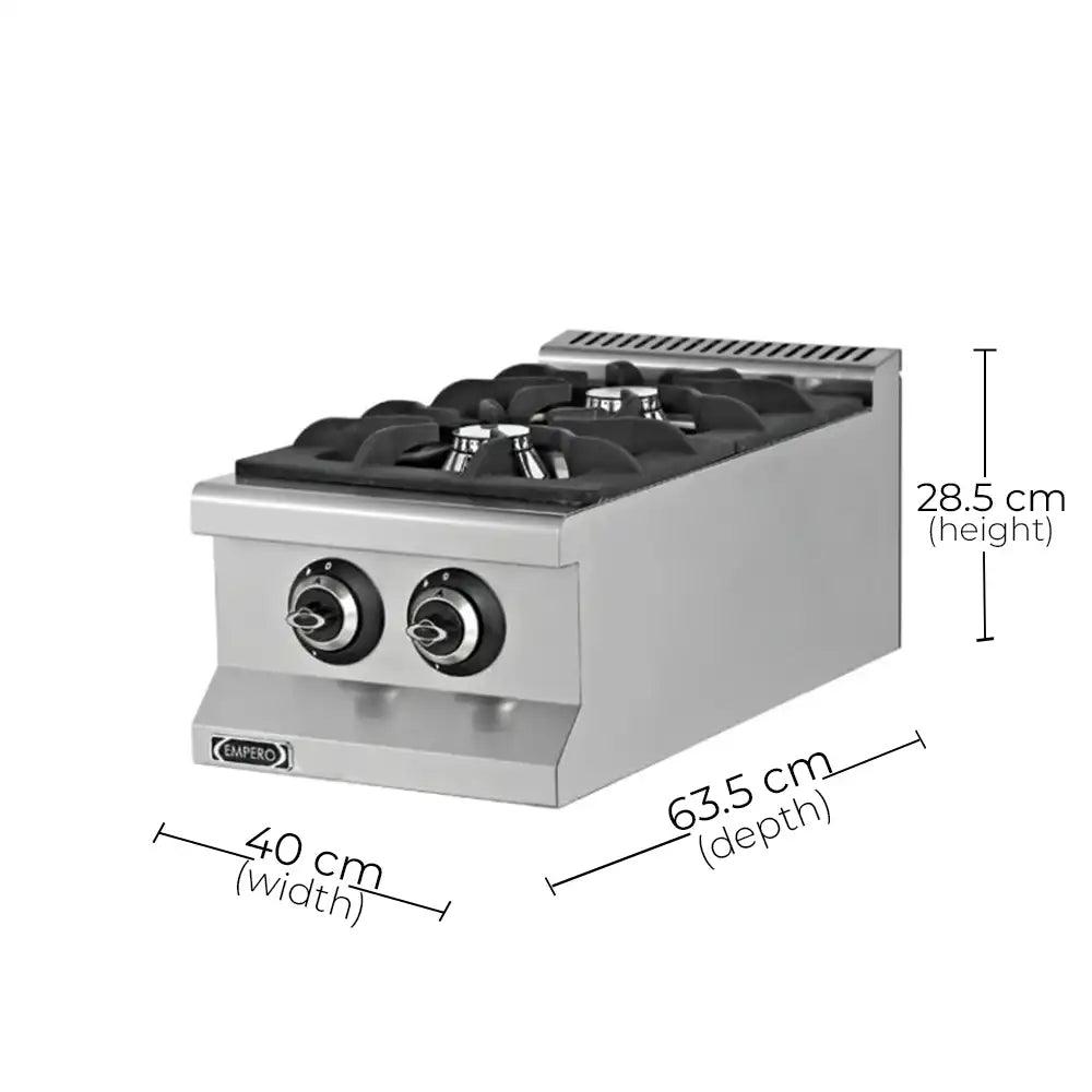 Empero Emp.6kg010-2016 Gas Cooker 2 Burners, 40 x 63.5 x 28.5 cm - HorecaStore