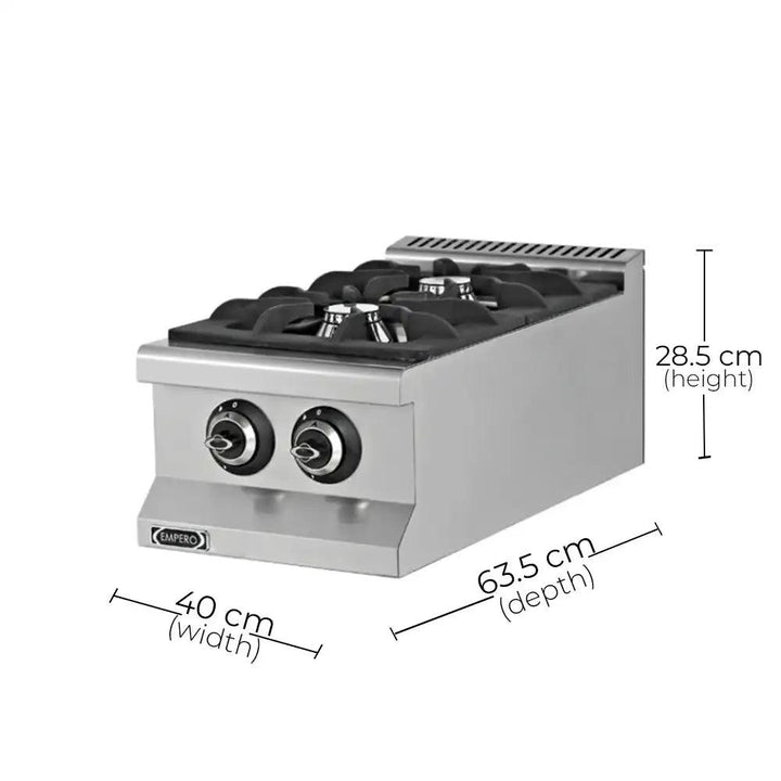 Empero Emp.6kg010-2016 Gas Cooker 2 Burners, 40 x 63.5 x 28.5 cm - HorecaStore