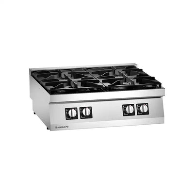 Angelo 1S0FA0 Gas Cooking Range 4 Burners, Gas Power 23.5 kW, 80 X 72 X 25 cm - HorecaStore