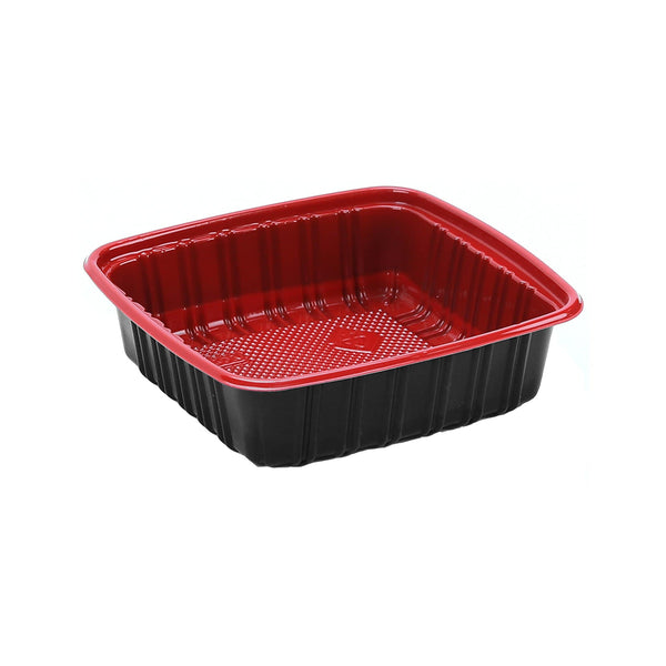 hotpack red and black base container with lids 650 ml 300 pcs