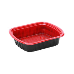 Hotpack Red and Black Base Container with Lid, 800 ml, 300 PCs