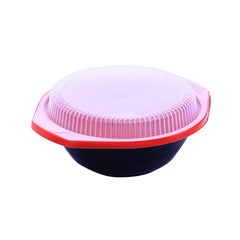 Hotpack Red and Black Base PP Soup Bowl with Lids, 1000mI, 200 PCs