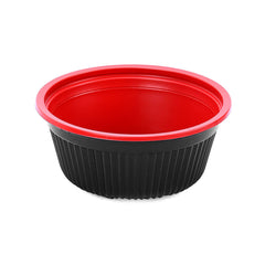 Hotpack Red and Black Base PP Soup Bowl with Lids, 700mI, 200 PCs