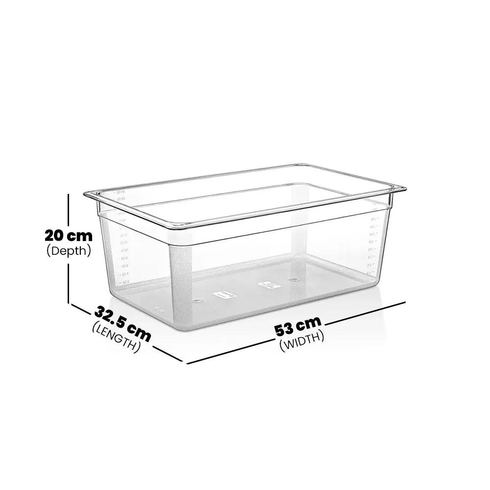 Rubber Plas Tech Polycarbonate GN 1/1 Container 20 cm deep - HorecaStore