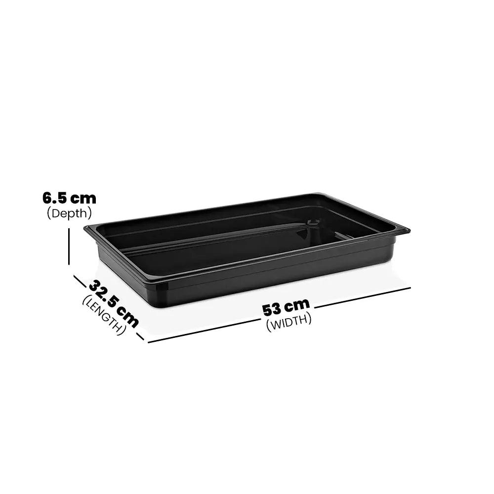 Rubber Plas Tech Black Polycarbonate GN 1/1 Container 6.5 cm deep - HorecaStore