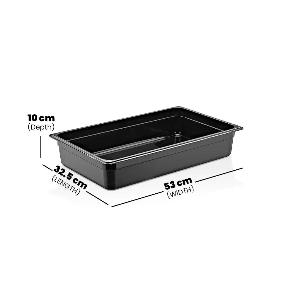 Rubber Plas Tech Black Polycarbonate GN 1/1 Container 10 cm deep - HorecaStore