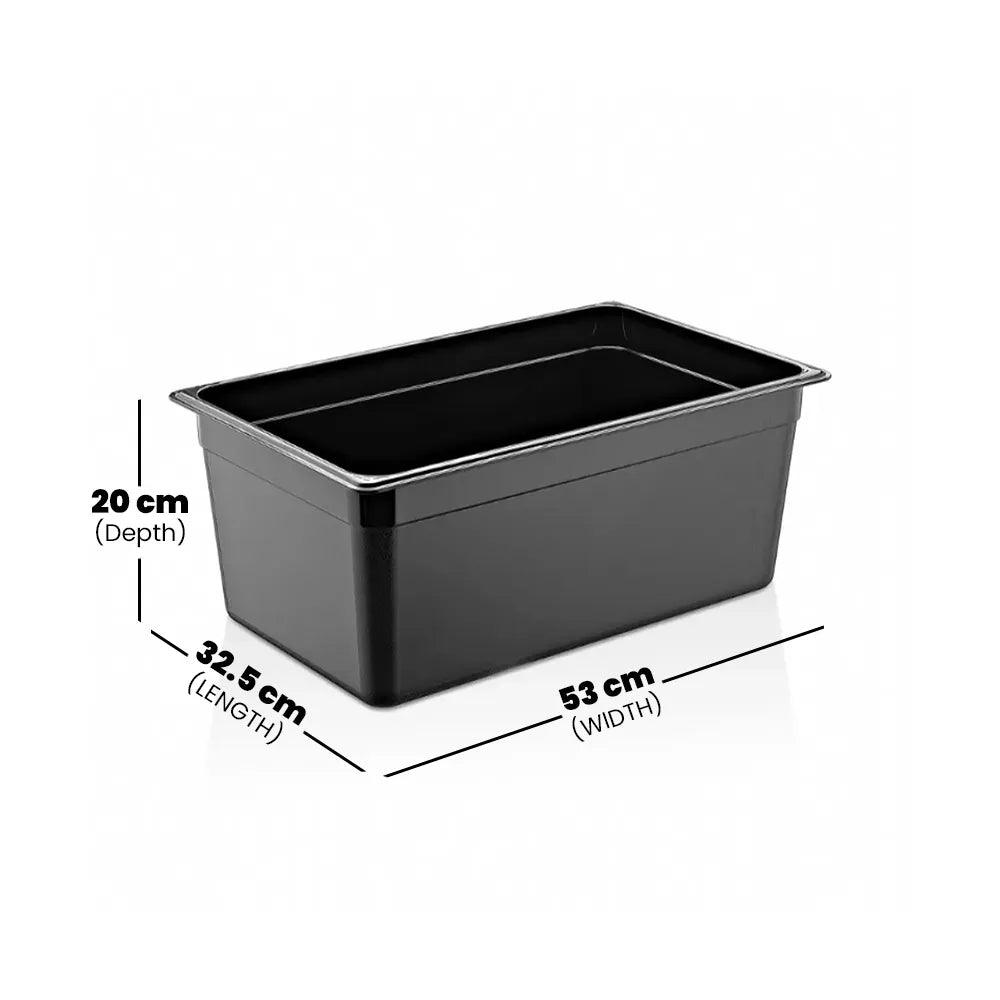 Rubber Plas Tech Black Polycarbonate GN 1/1 Container 20 cm deep - HorecaStore