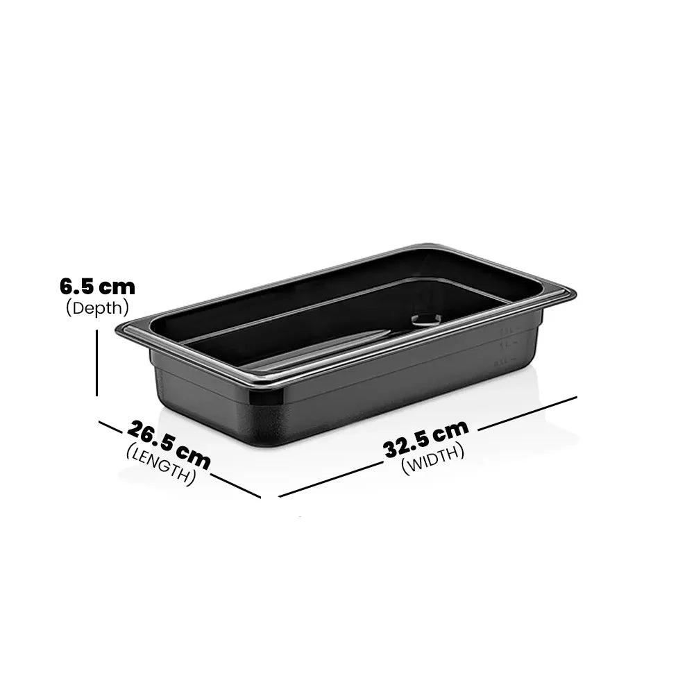 Rubber Plas Tech Black Polycarbonate GN 1/2 Container 6.5 cm deep - HorecaStore