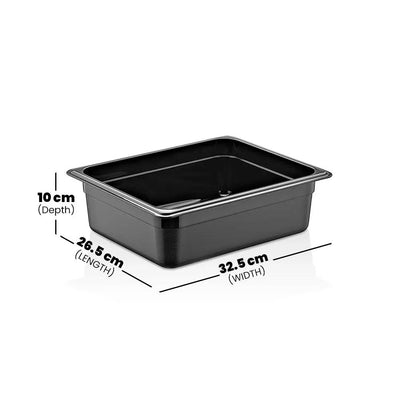 Rubber Plas Tech Black Polycarbonate GN 1/2 Container 10 cm deep - HorecaStore