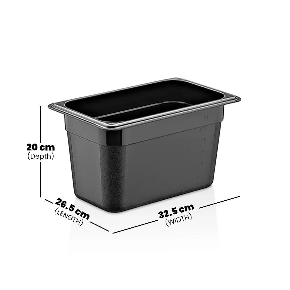 Rubber Plas Tech Black Polycarbonate GN 1/2 Container 20 cm deep - HorecaStore