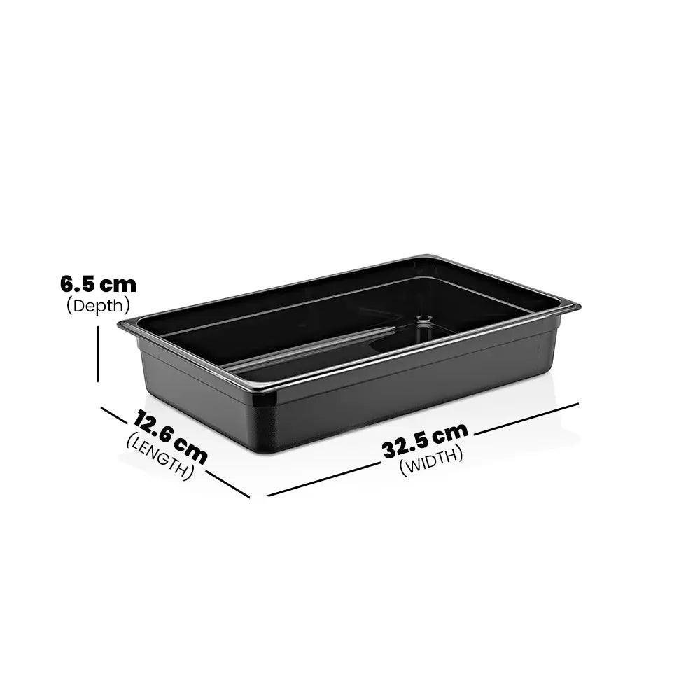 Rubber Plas Tech Black Polycarbonate GN 1/3 Container 6.5 cm deep - HorecaStore