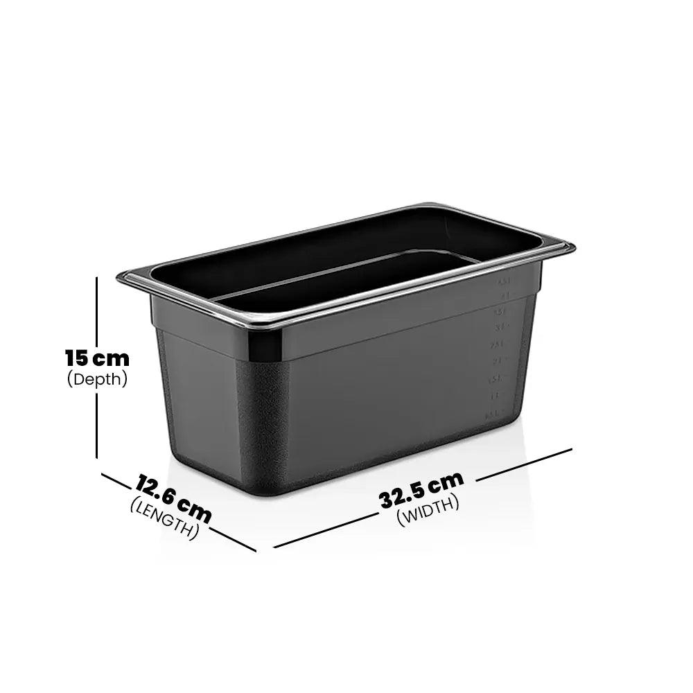 Rubber Plas Tech Black Polycarbonate GN 1/3 Container 15 cm deep - HorecaStore