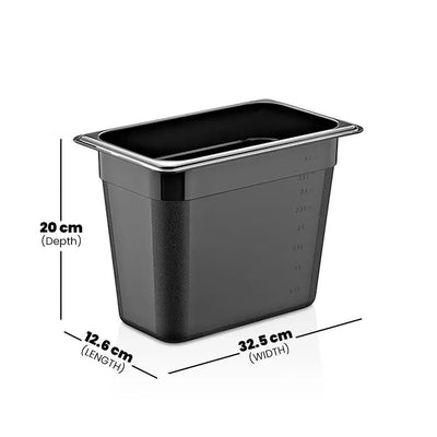 Rubber Plas Tech Black Polycarbonate GN 1/3 Container 20 cm deep - HorecaStore