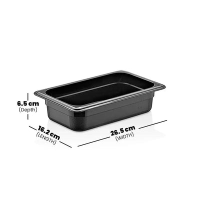 Rubber Plas Tech Black Polycarbonate GN 1/4 Container 6.5 cm deep - HorecaStore