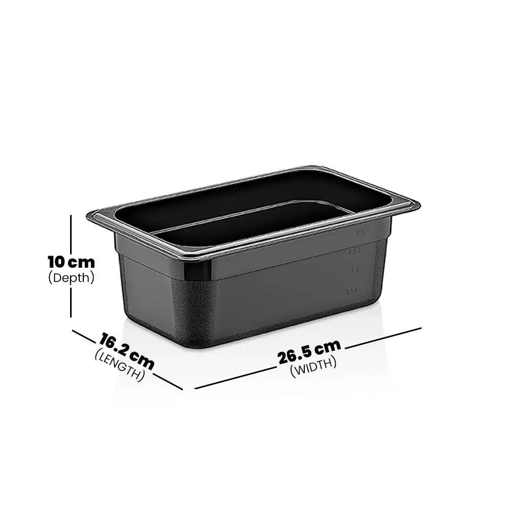 Rubber Plas Tech Black Polycarbonate GN 1/4 Container 10 cm deep - HorecaStore