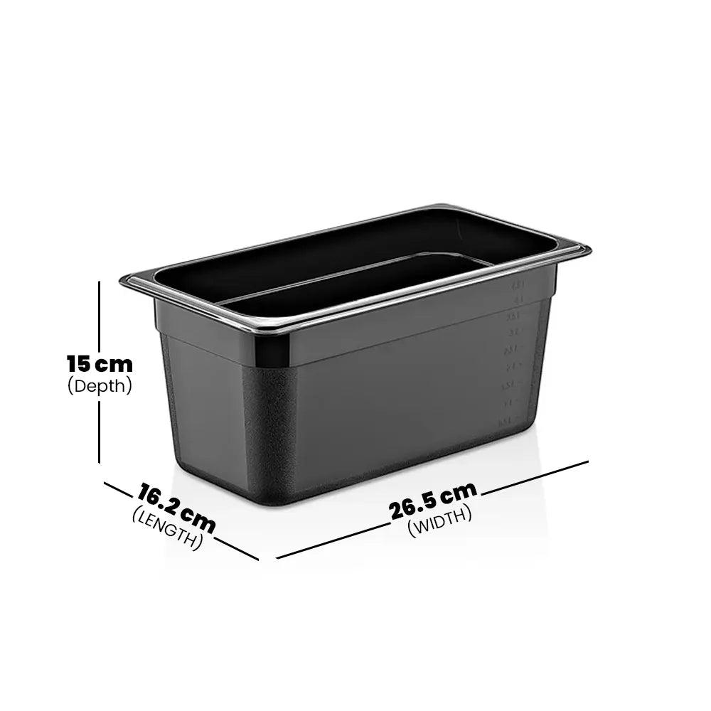 Rubber Plas Tech Black Polycarbonate GN 1/4 Container 15 cm deep - HorecaStore