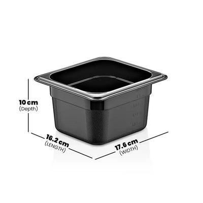 Rubber Plas Tech Black Polycarbonate GN 1/6 Container 10 cm deep - HorecaStore