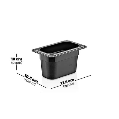 Rubber Plas Tech Black Polycarbonate GN 1/9 Container 10 cm deep - HorecaStore