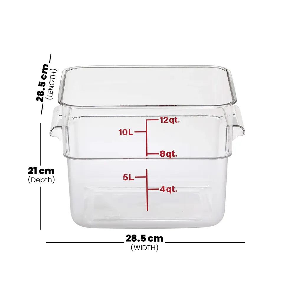 Rubber Plas Tech Polycarbonate Square Container 12 QT - HorecaStore