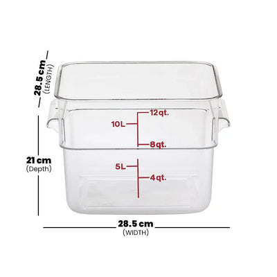 Rubber Plas Tech Polycarbonate Square Container 12 QT - HorecaStore