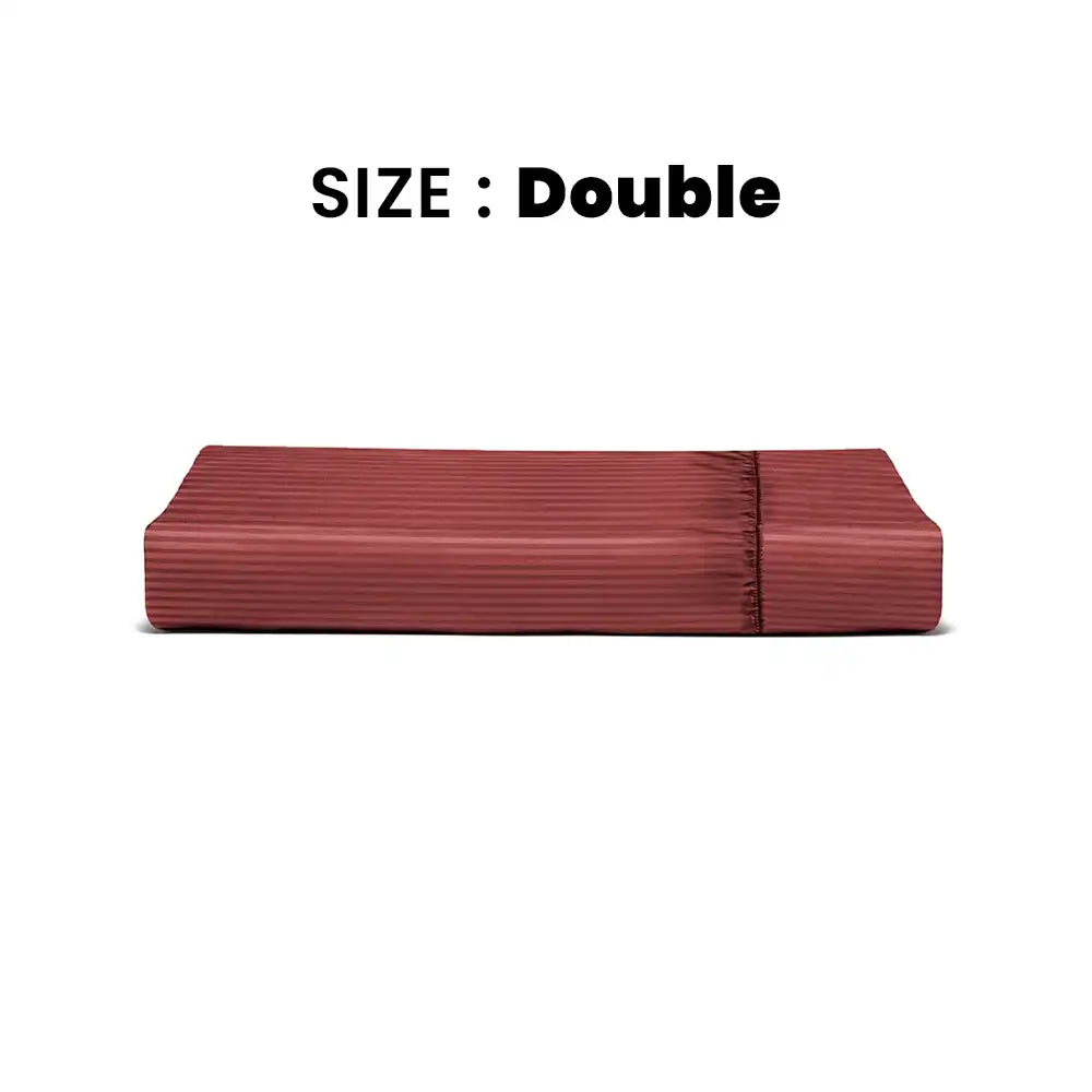 ths zen stripes double fitted cotton bed sheet burgundy