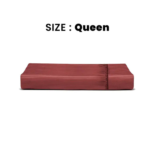 ths zen stripes fitted queen cotton bed sheet burgundy