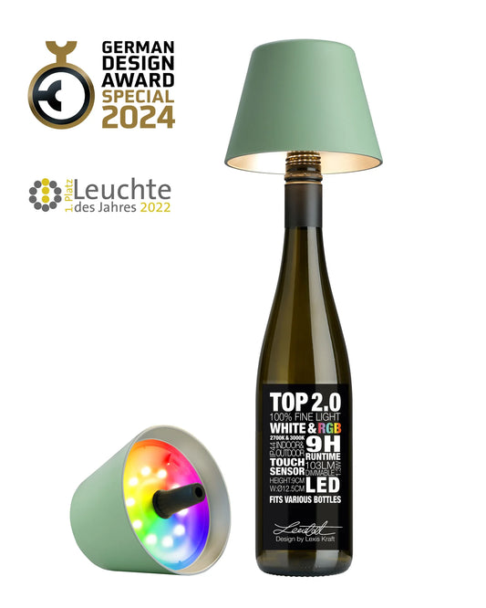 Sompex Top 2.0 Bottle Table Lamp (Matte finish), Olive Green