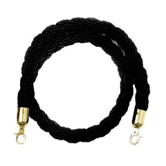 Beautiful And Elegant Stanchion Velvet Rope With Delicate Hook 100% Nylon, Black & Gold