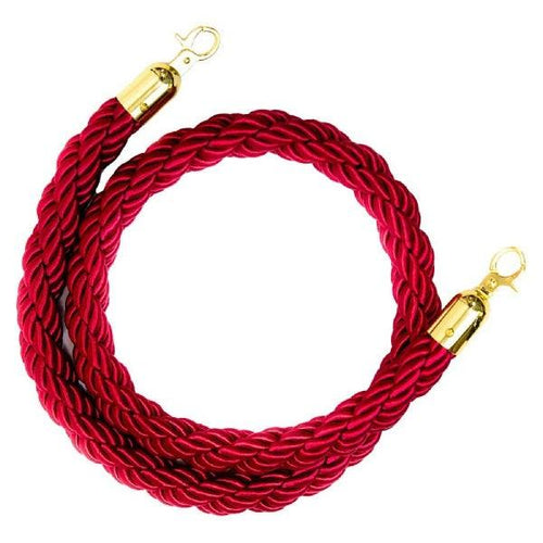 Beautiful And Elegant Stanchion Velvet Rope With Delicate Hook 100% Nylon, Red & Gold