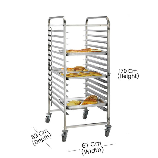 THS 110101 15-tier Bakery Trolley, 59 x 67 x 170 cm - HorecaStore