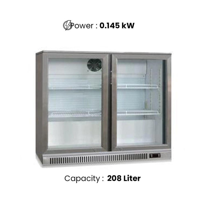 THS BC02SP Bar Cooler With Two Hinged Doors, Capacity 208 Liters 145 W, 92 x 51 x 89.5 cm - HorecaStore