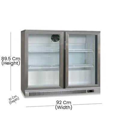 THS BC02SP Bar Cooler With Two Hinged Doors, Capacity 208 Liters 145 W, 92 x 51 x 89.5 cm - HorecaStore