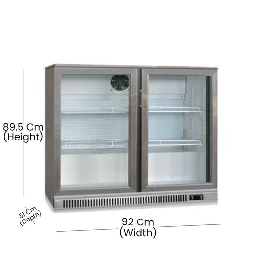 THS BC02SP Bar Cooler With Two Hinged Doors, Capacity 208 Liters 145 W, 92 x 51 x 89.5 cm - HorecaStore