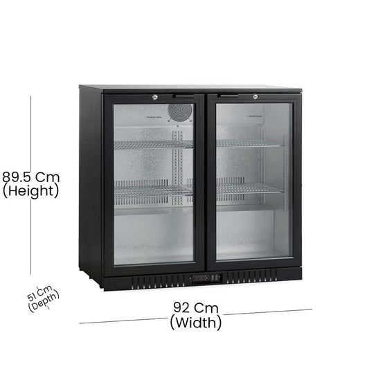 THS BC02SS Two Door Bar Cooler With Frosted Frame 0.15 kW, 92 x 51 x 89.5 cm - HorecaStore