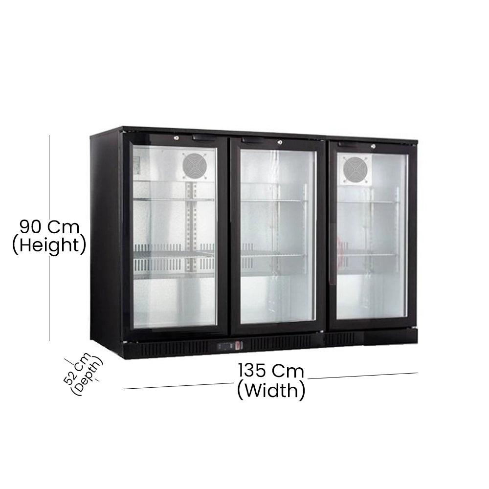 THS BC03PS Aluminium Body Bar Cooler Black With Three Sliding Doors, Capacity 320 L 145 W, 135 x 52 x 90 cm - HorecaStore