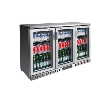 THS BC03SS Three Doors Bar Cooler With Frosted Frame, Power 0.77 kW, 133.5 x 51 x 89.5 cm - HorecaStore