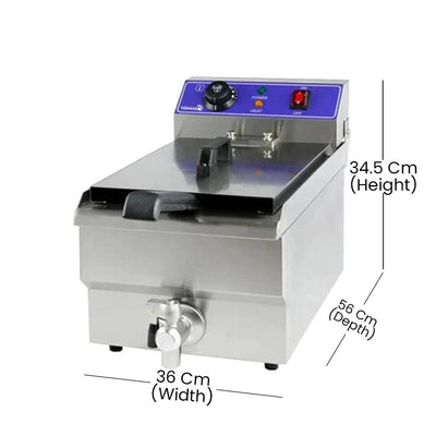 THS JEF-161V Electric Fryer, Tank Capacity 16 Liters 5 kW, 36 x 56 x 34.5 cm - HorecaStore