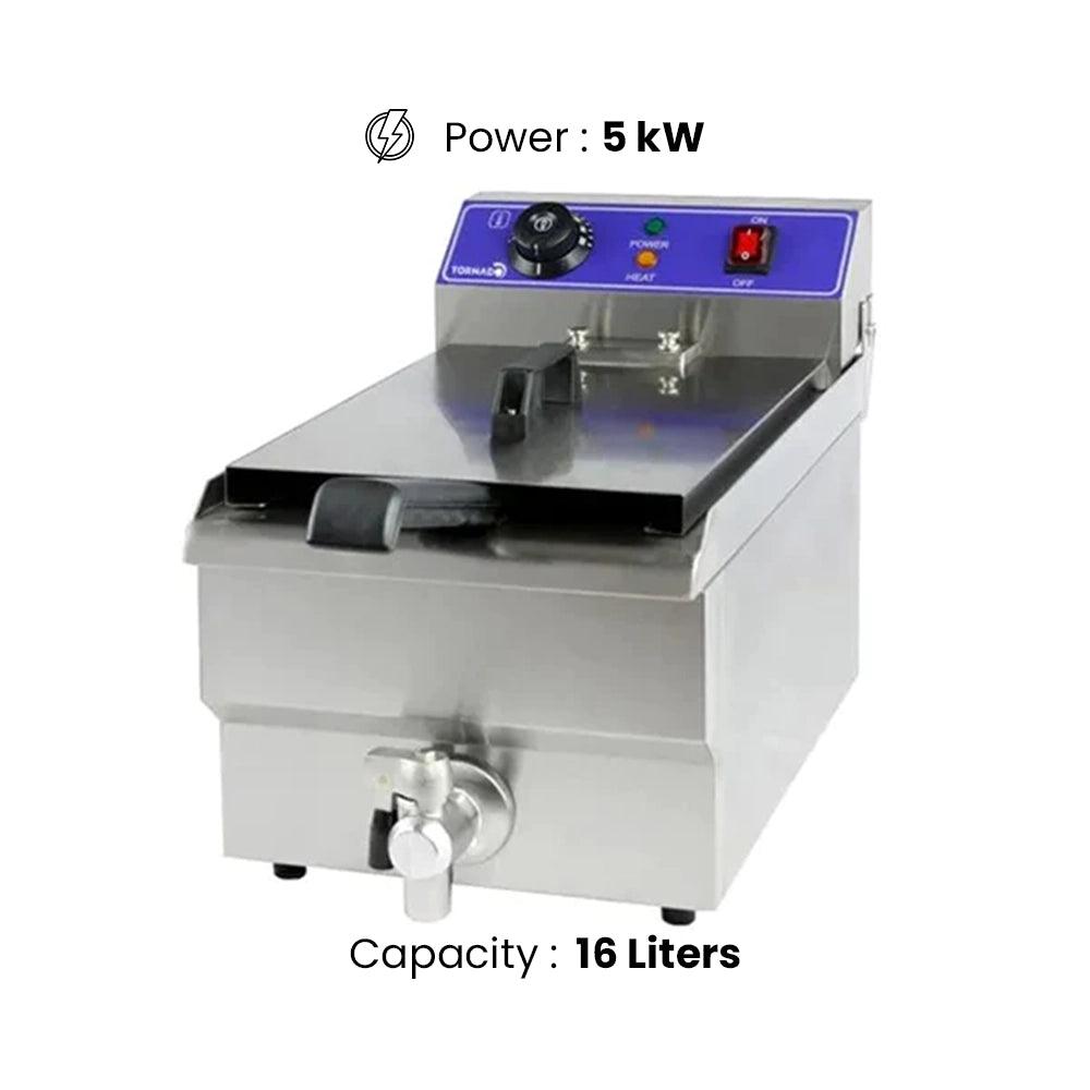 THS JEF-161V Electric Fryer, Tank Capacity 16 Liters 5 kW, 36 x 56 x 34.5 cm - HorecaStore