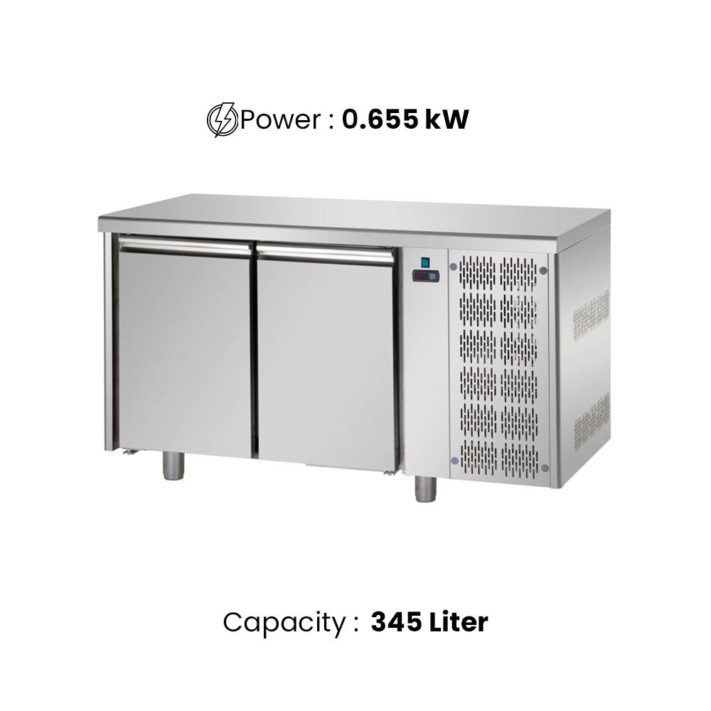 Tecnodom TF02MIDBT Double Door Under Counter Chiller 345 L 655 W, 146 X 60 X 93 cm - HorecaStore