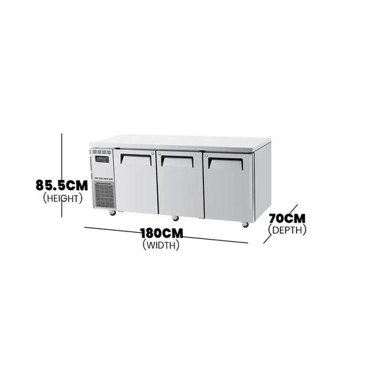 Turbo Air KUR18-3 Refrigerator Three Door under Counter Chiller 280W, 180 X 70 X 85.5 cm - HorecaStore