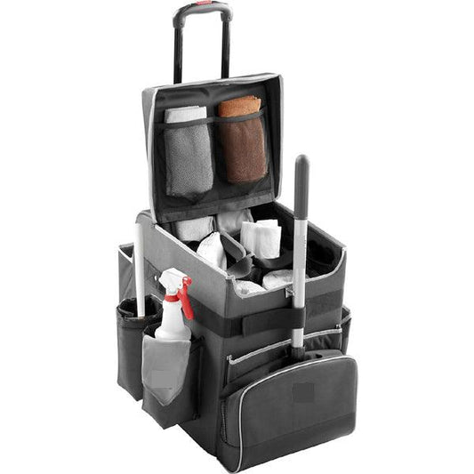 Trolleymate Heavy Duty Nylon Made Hotel Housekeeping Caddy/ Executive Cart Medium 550, L 40 x W 35 x H 55 cm, Telescopic Handle, Removable Caddy. Water, Oil and Stains Proof Cart, 4 Swivel Non-Marking Wheels
