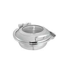 Wundermaxx Glück Stainless Steel Round Induction Chafing Dish With Glass Lid, L 45.5 x W 52 x H 21 cm, Capacity 6 Litres