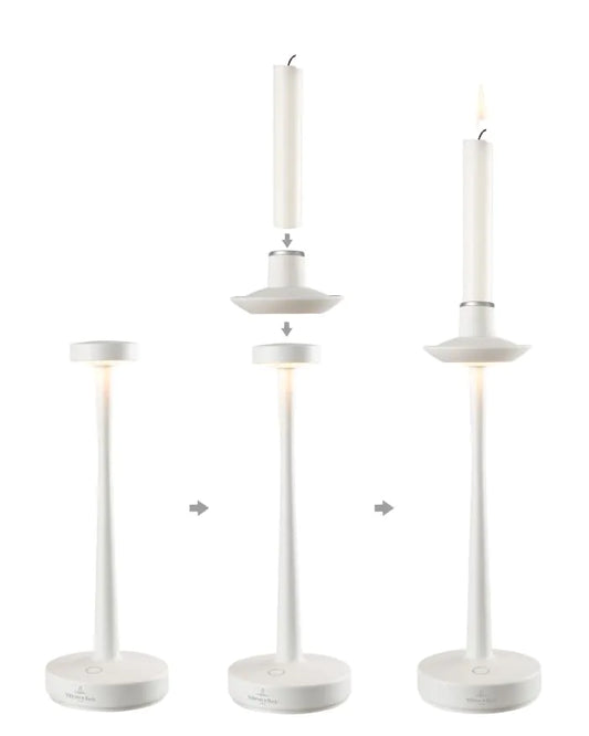 Villeroy & Boch Aarhus table lamp with candle holder, H30 cm, White, 6 Lights Multi