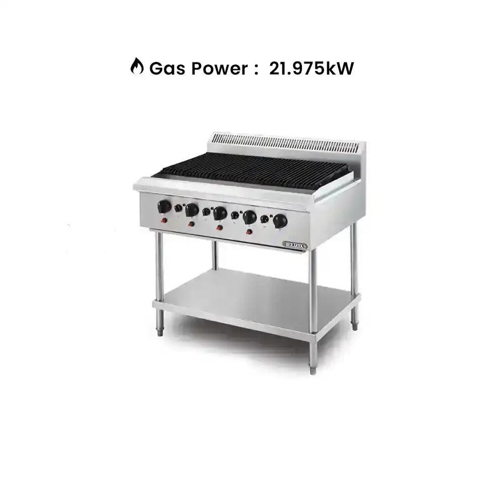 Berjaya CB5BFS-17 Gas Char Broiler Table Top 5 Burners With Freestanding, Power 21.975 KW - HorecaStore