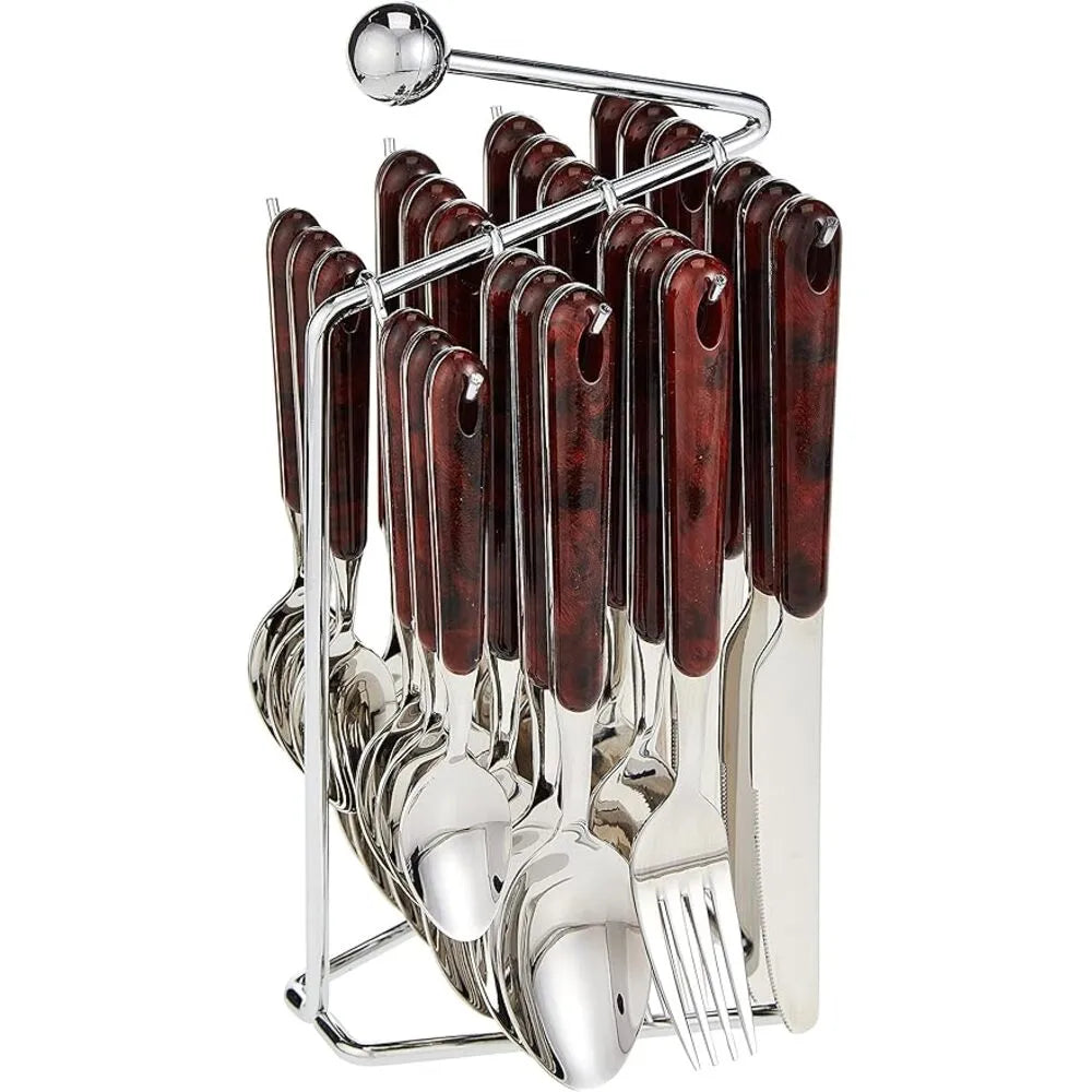 WINSOR WR28610W 24 PIECES CUTLERY SET S/S WALNUT HANDLE